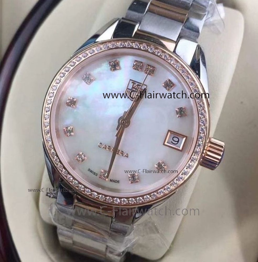 Women Tag Heuer Link Replica Watch Two Tone Rose Gold